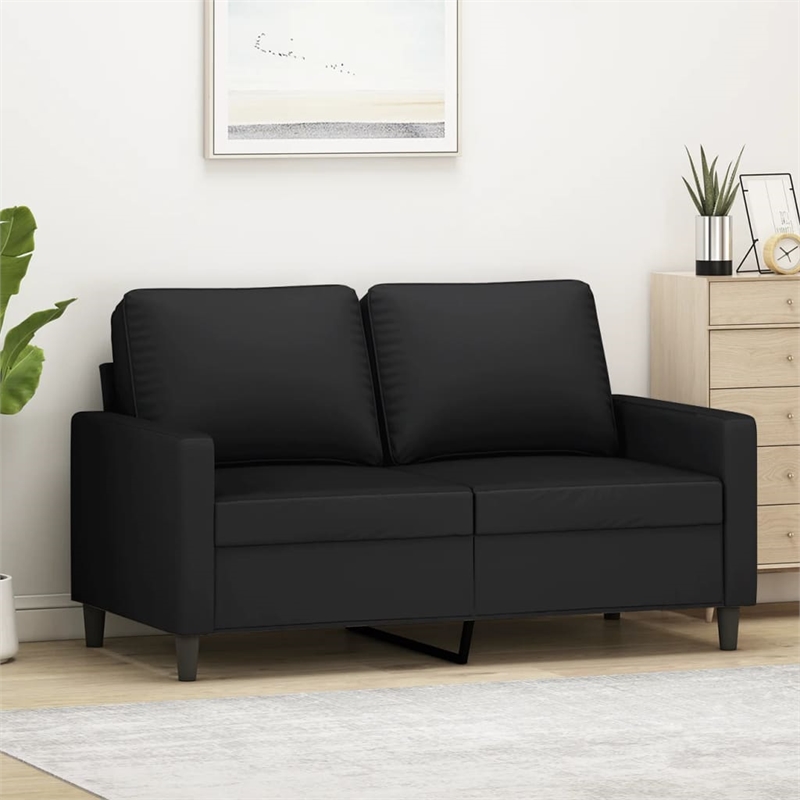 Bowery Hill Contemporary Metal 2-Seater Sofa in Black Velvet