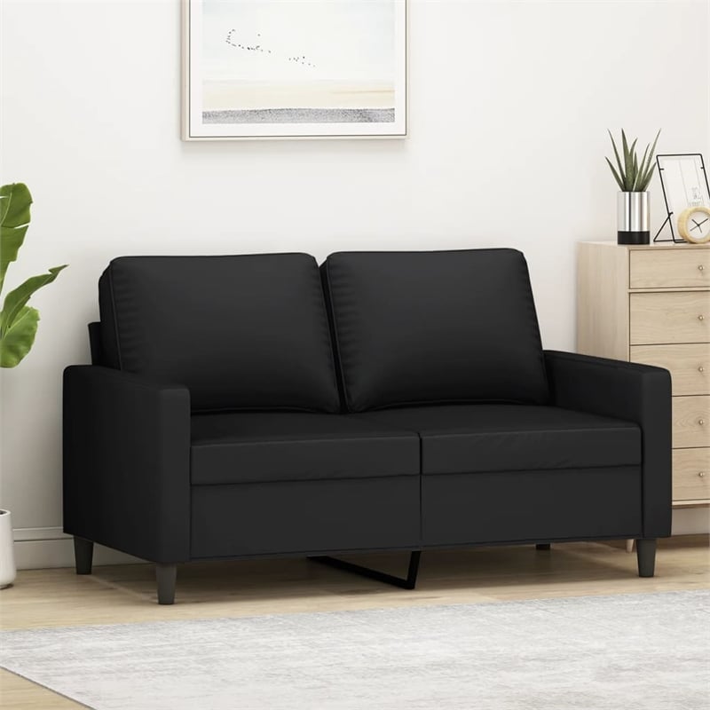 Bowery Hill Contemporary Metal 2-Seater Sofa in Black Velvet