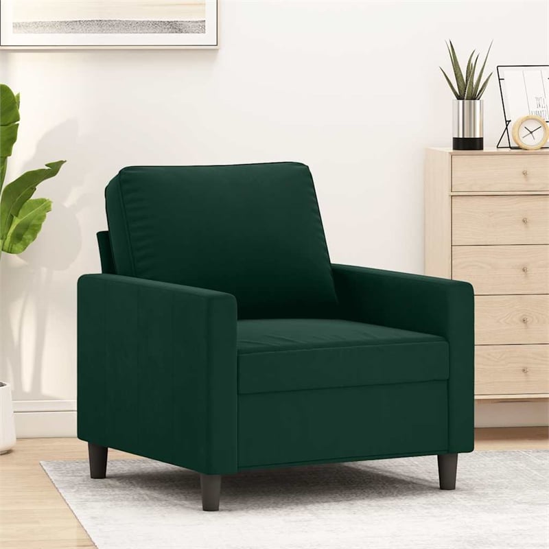 Bowery Hill Contemporary Single Sofa Chair in Dark Green Polyester