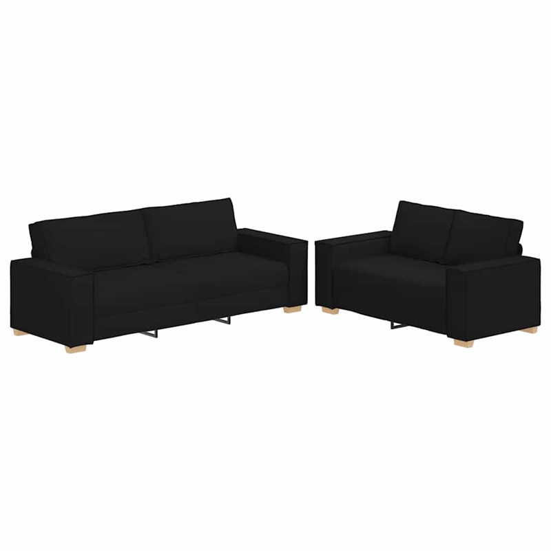 Bowery Hill Contemporary Metal Sofa Set in Black Finish Fabric