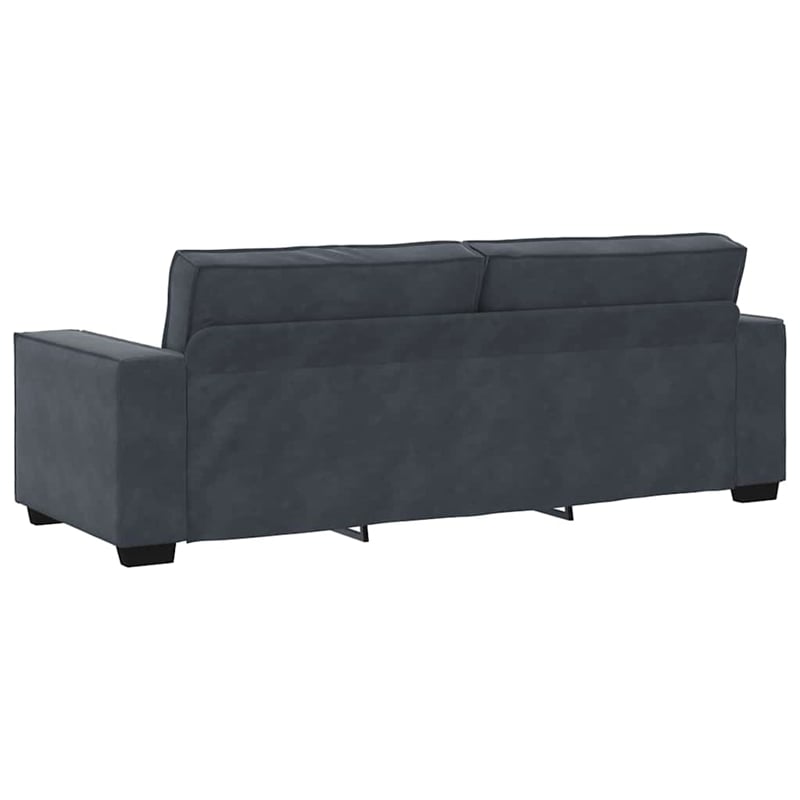 Bowery Hill Contemporary Large Metal Sofa Set in Dark Grey Velvet
