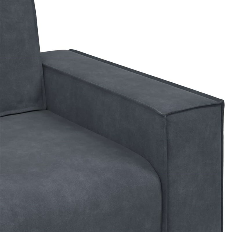Bowery Hill Contemporary Large Metal Sofa Set in Dark Grey Velvet