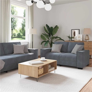 Bowery Hill Contemporary Large Metal Sofa Set in Dark Grey Velvet
