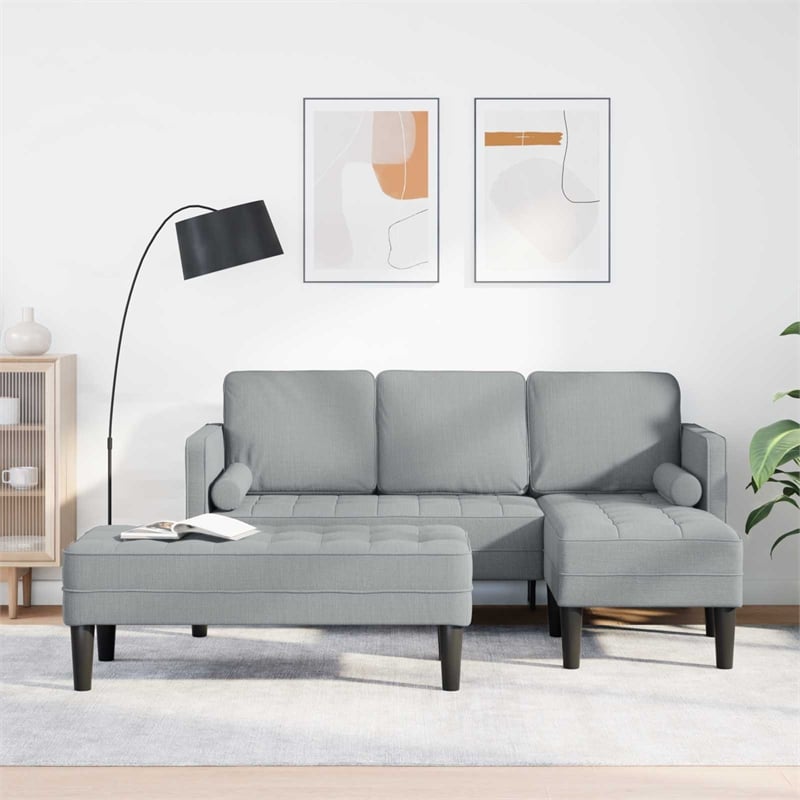 Bowery Hill Contemporary 2 Pcs Sofa Set in Light Gray Fabric