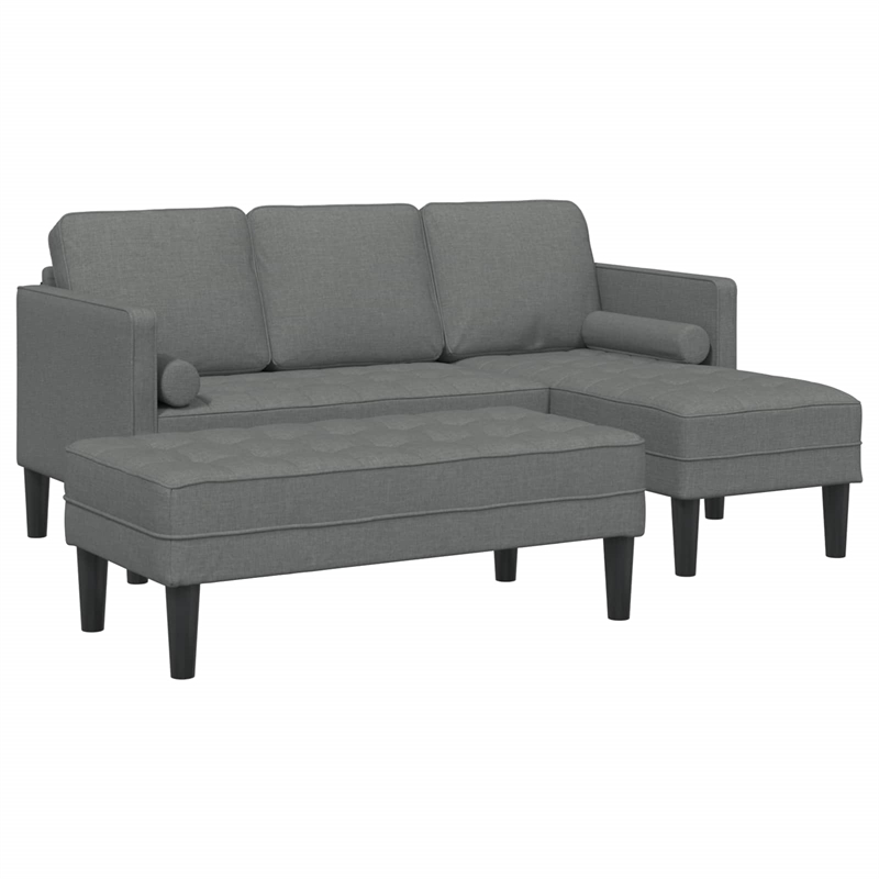 Bowery Hill Contemporary 2 Pcs Sectional Sofa Set in Dark Gray Fabric