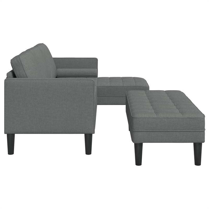 Bowery Hill Contemporary 2 Pcs Sectional Sofa Set in Dark Gray Fabric