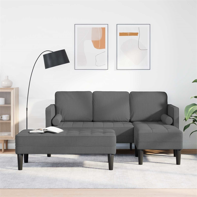 Bowery Hill Contemporary 2 Pcs Sectional Sofa Set in Dark Gray Fabric