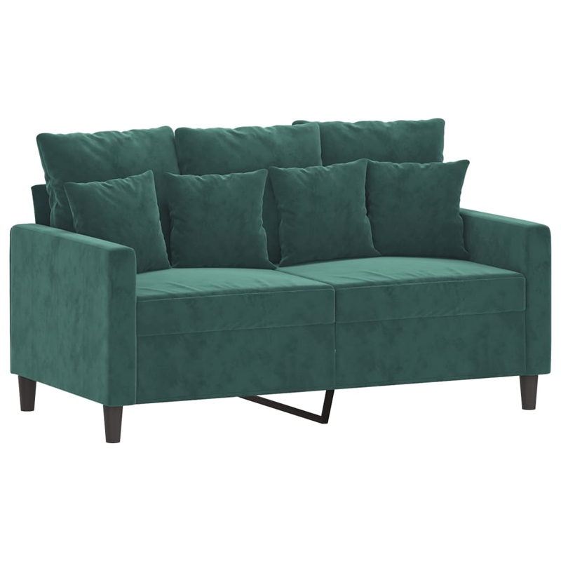 Bowery Hill Contemporary Metal 2-Seater Sofa in Dark Green Velvet
