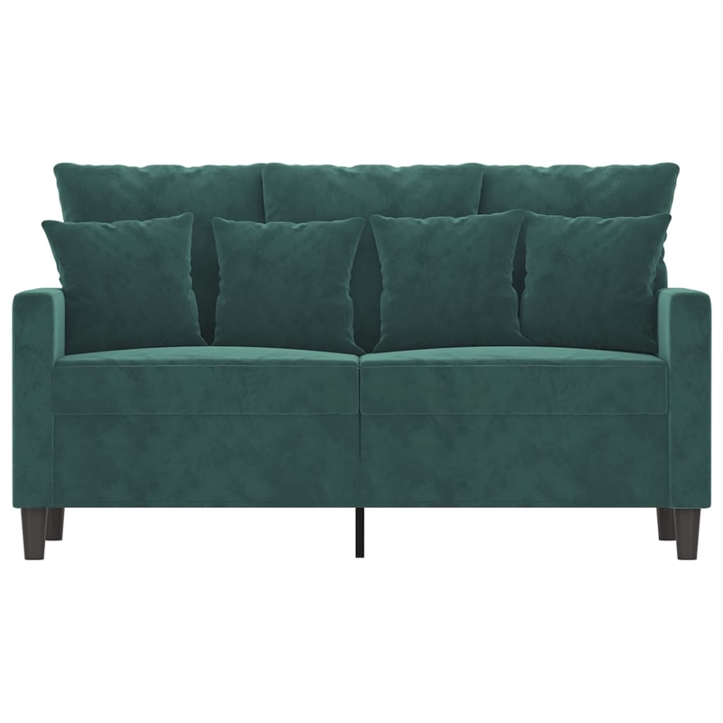 Bowery Hill Contemporary Metal 2-Seater Sofa in Dark Green Velvet
