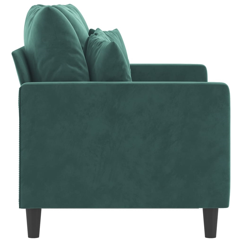 Bowery Hill Contemporary Metal 2-Seater Sofa in Dark Green Velvet