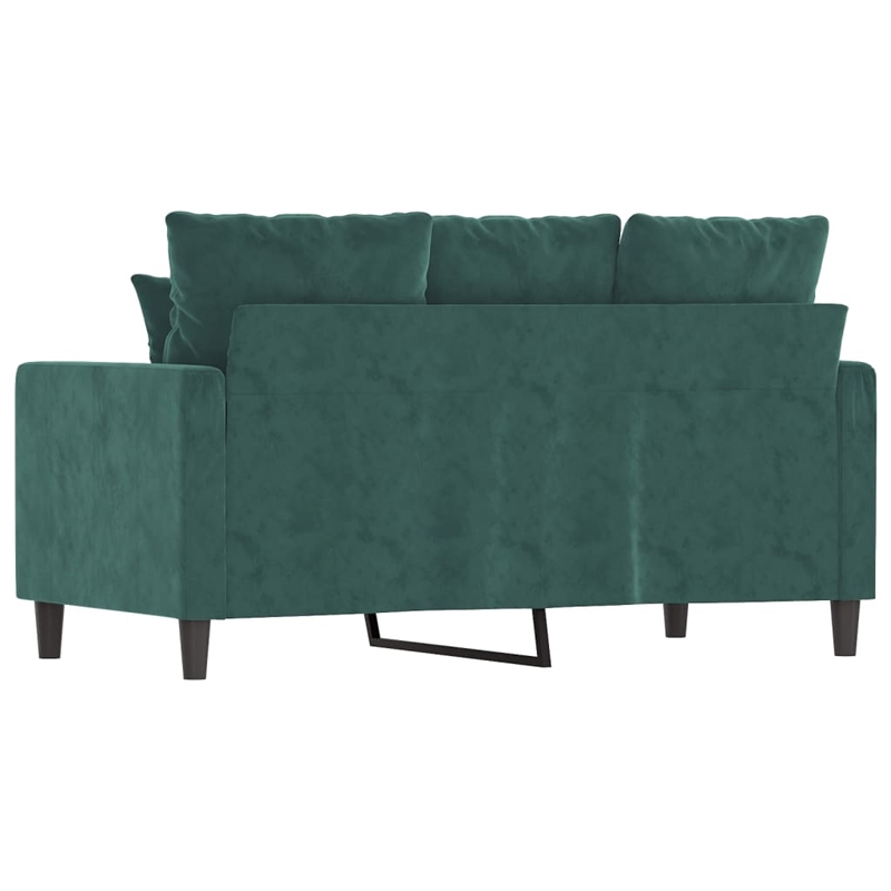 Bowery Hill Contemporary Metal 2-Seater Sofa in Dark Green Velvet