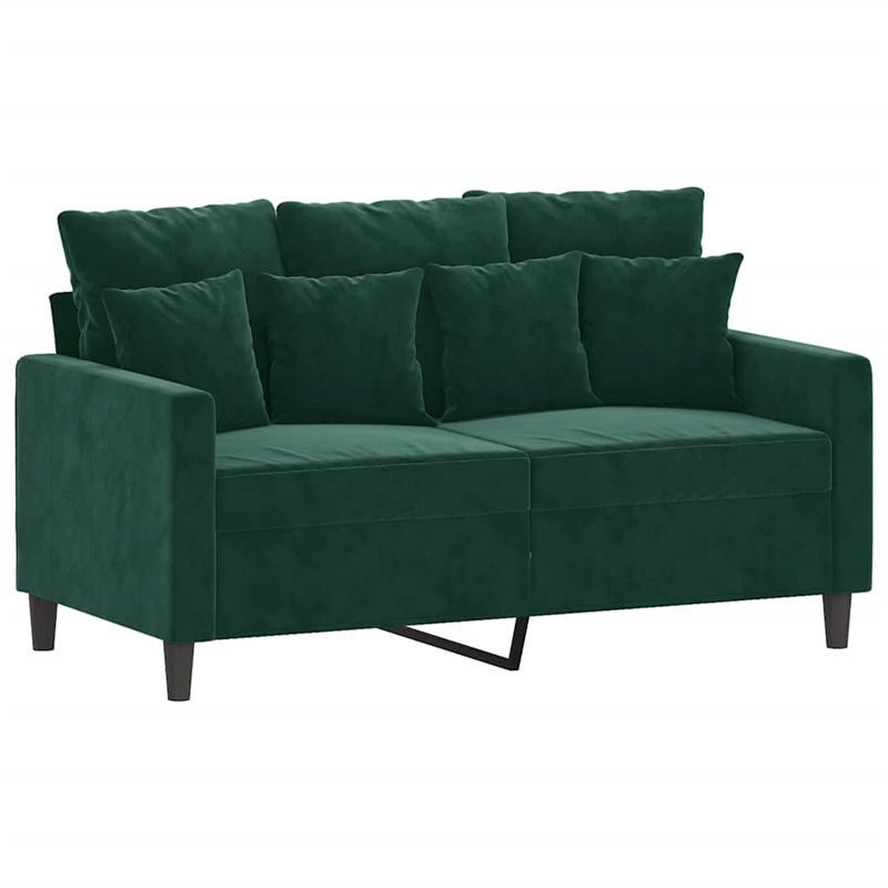 Bowery Hill Contemporary Metal 2-Seater Sofa in Dark Green Velvet
