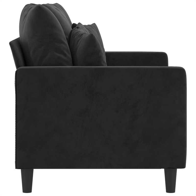 Bowery Hill Contemporary Metal 2-Seater Sofa in Black Polyester