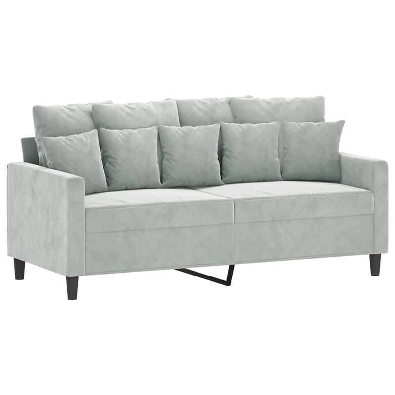 Bowery Hill Metal 2-Seater Sofa in Light Grey Polyester Velvet