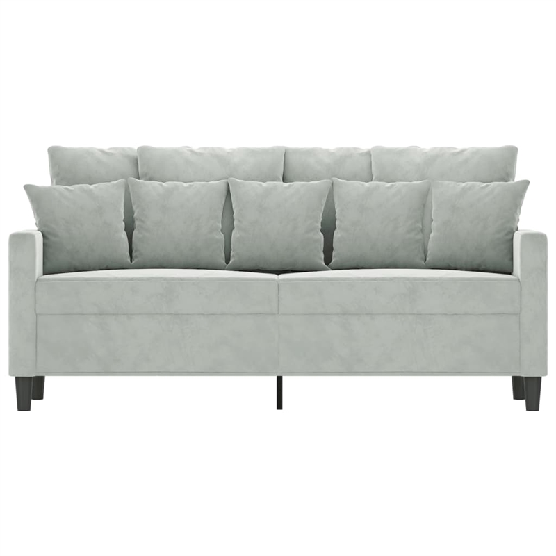 Bowery Hill Metal 2-Seater Sofa in Light Grey Polyester Velvet