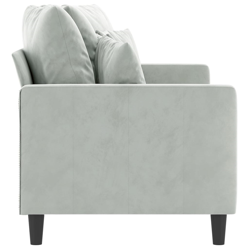 Bowery Hill Metal 2-Seater Sofa in Light Grey Polyester Velvet