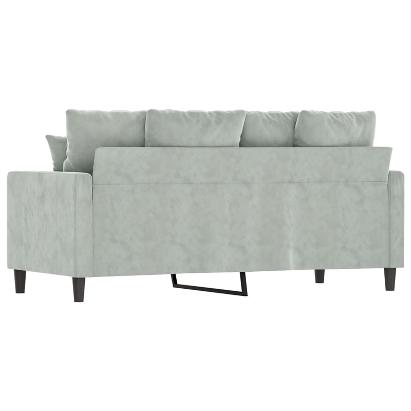 Bowery Hill Metal 2-Seater Sofa in Light Grey Polyester Velvet