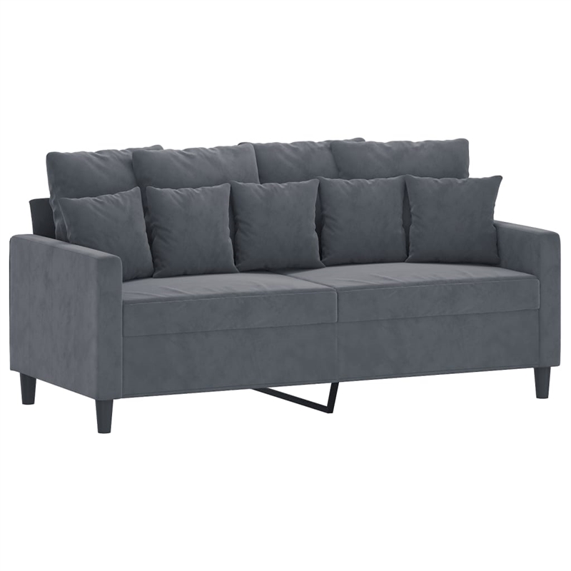 Bowery Hill Contemporary Metal 2-Seater Sofa in Dark Gray Velvet