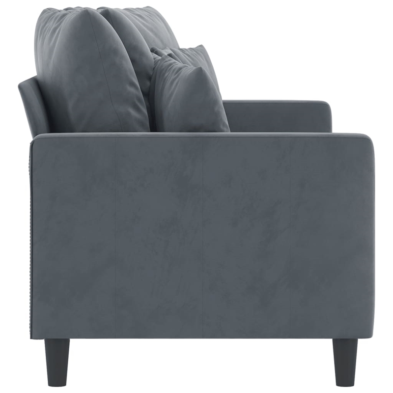 Bowery Hill Contemporary Metal 2-Seater Sofa in Dark Gray Velvet