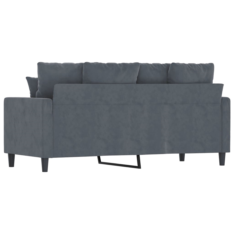Bowery Hill Contemporary Metal 2-Seater Sofa in Dark Gray Velvet