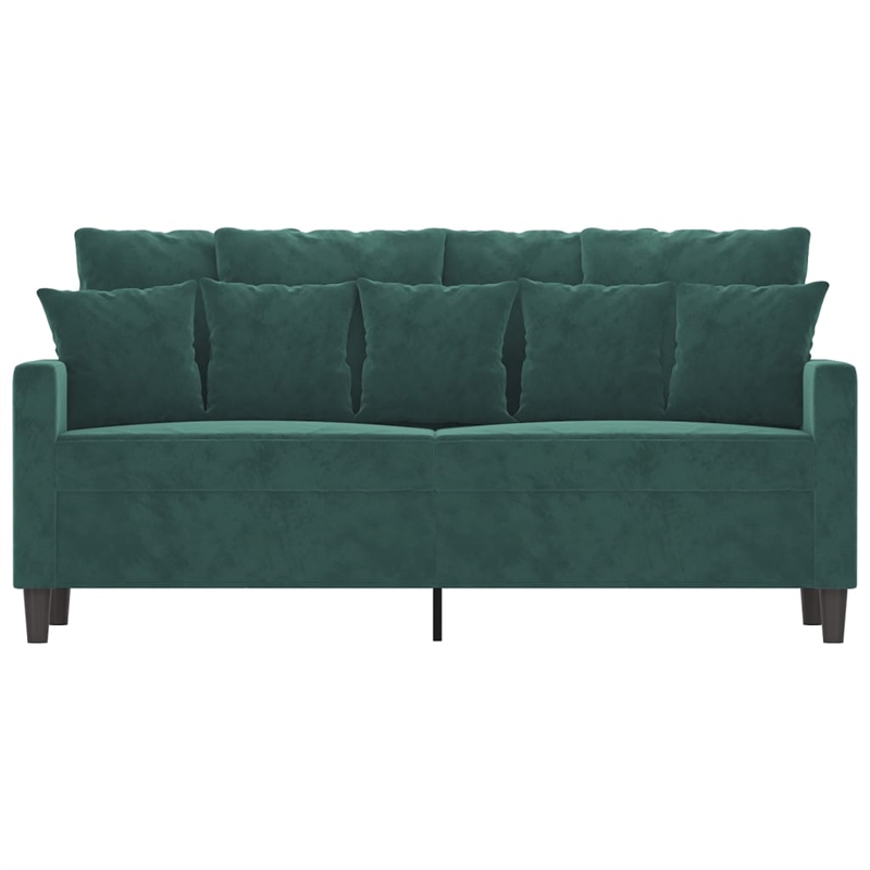 Bowery Hill Contemporary Metal 2-Seater Sofa in Dark Green Velvet