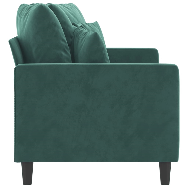 Bowery Hill Contemporary Metal 2-Seater Sofa in Dark Green Velvet