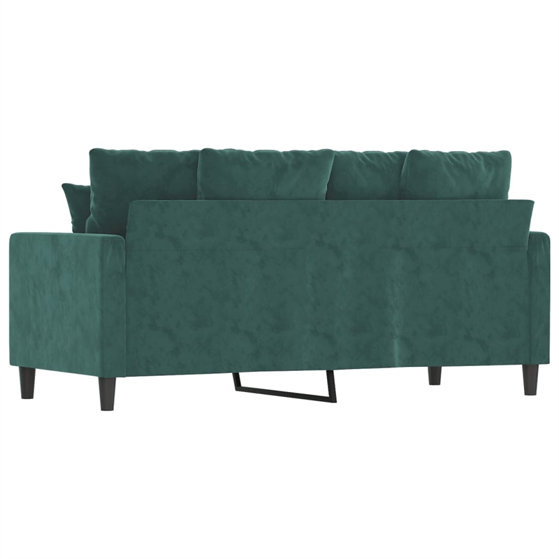 Bowery Hill Contemporary Metal 2-Seater Sofa in Dark Green Velvet
