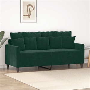 Bowery Hill Contemporary Metal 2-Seater Sofa in Dark Green Velvet