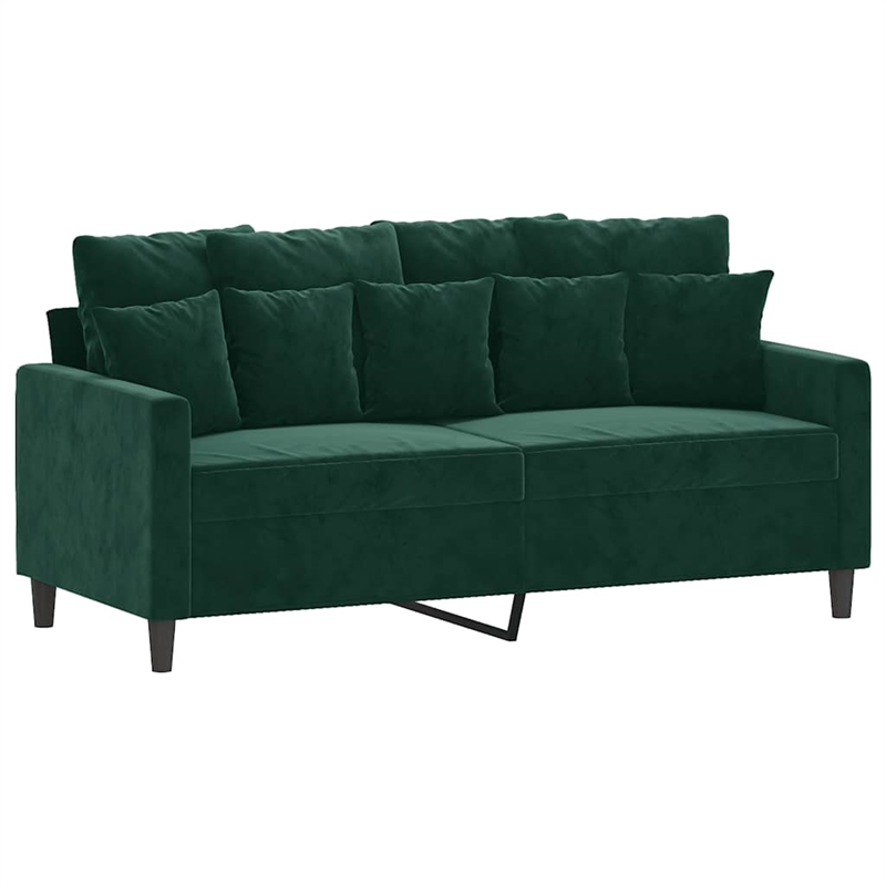 Bowery Hill Contemporary Metal 2-Seater Sofa in Dark Green Velvet