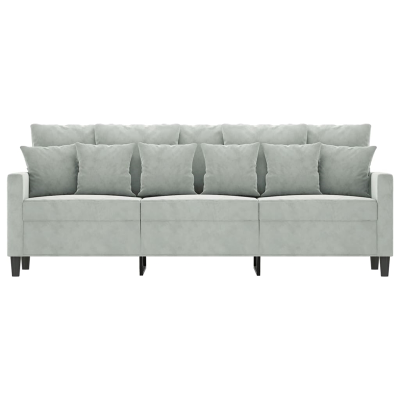 Bowery Hill Contemporary Metal 3-Seater Sofa in Light Grey Polyester