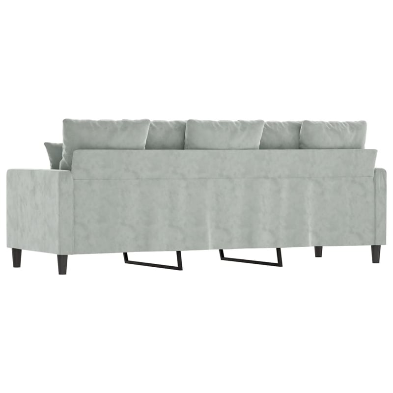 Bowery Hill Contemporary Metal 3-Seater Sofa in Light Grey Polyester