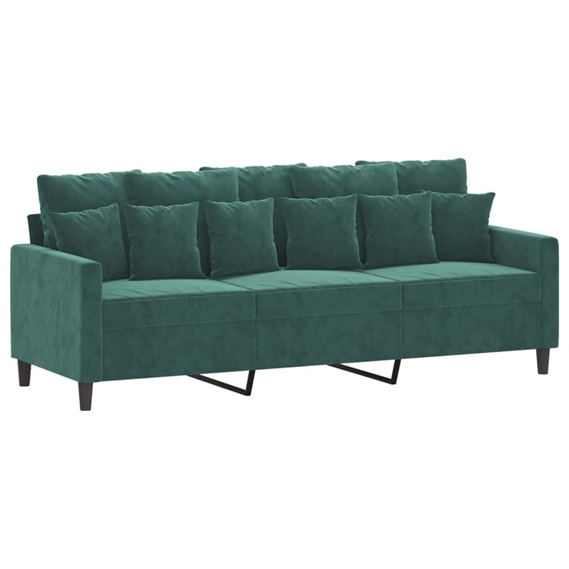 Bowery Hill Contemporary Metal 3-Seater Sofa in Dark Green Polyester
