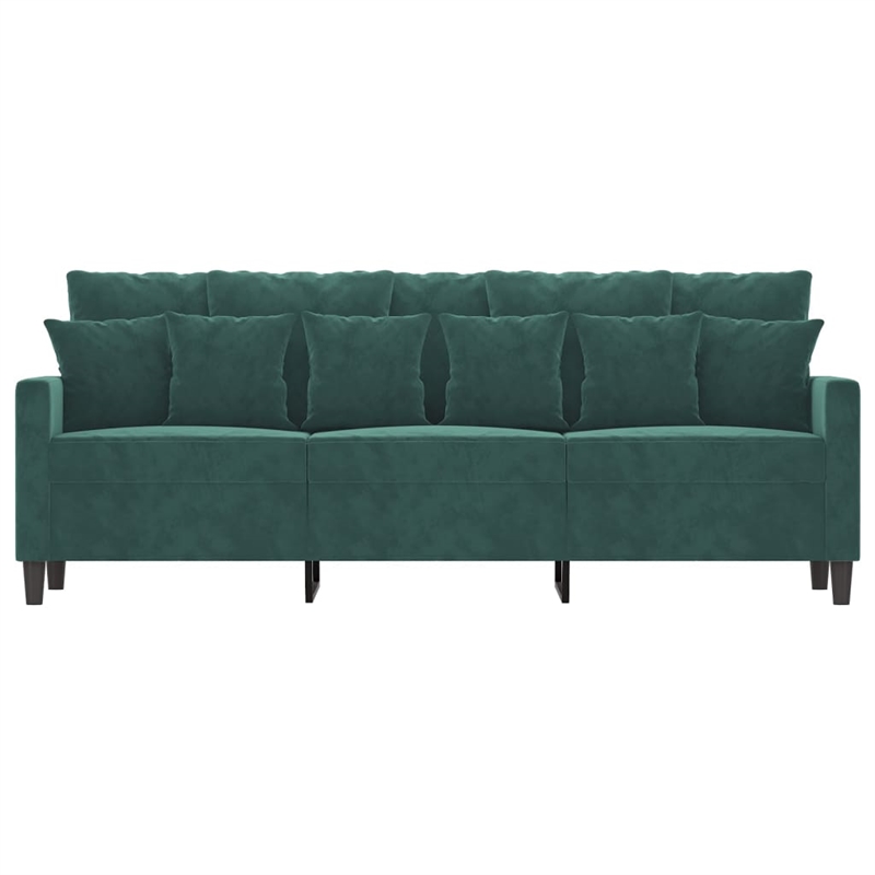Bowery Hill Contemporary Metal 3-Seater Sofa in Dark Green Polyester
