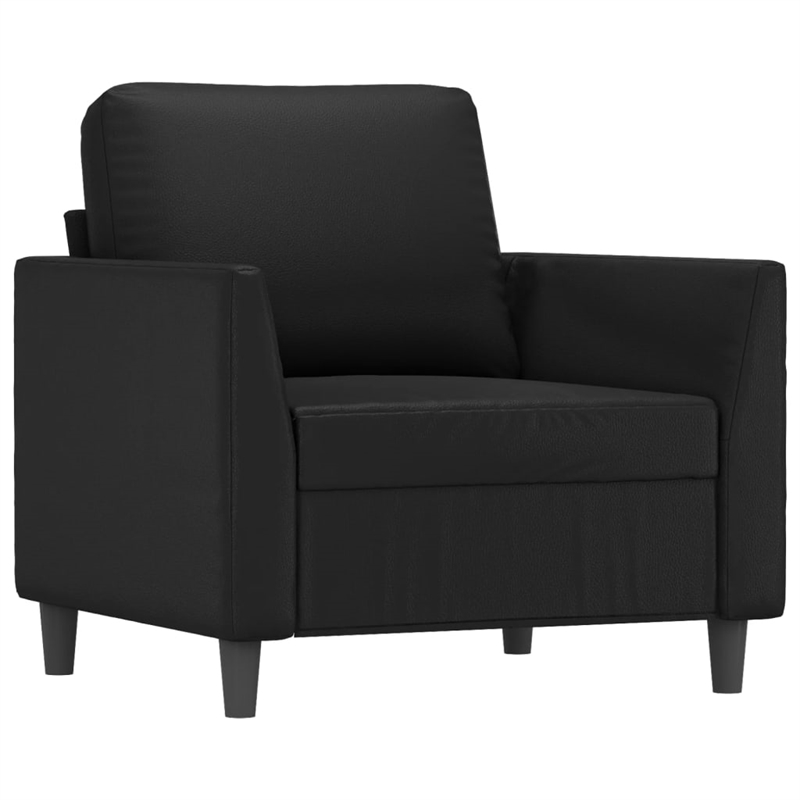 Bowery Hill Contemporary Single Sofa Chair in Black Faux Leather
