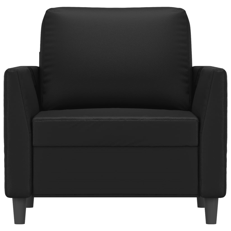 Bowery Hill Contemporary Single Sofa Chair in Black Faux Leather
