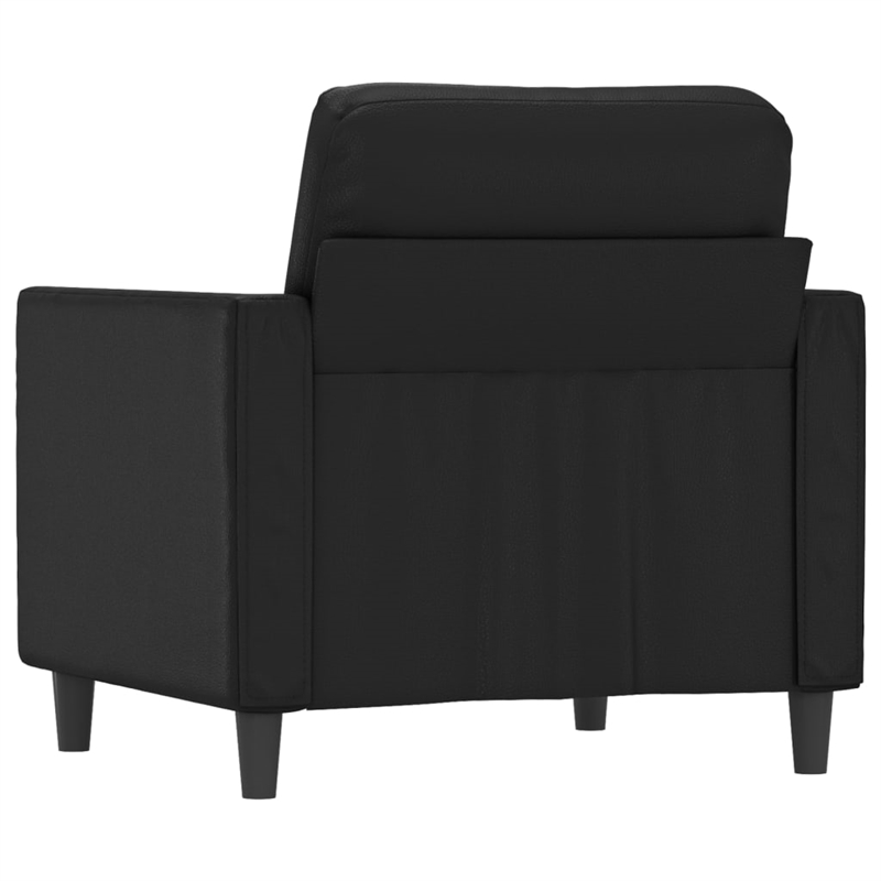 Bowery Hill Contemporary Single Sofa Chair in Black Faux Leather
