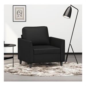 Bowery Hill Contemporary Single Sofa Chair in Black Faux Leather