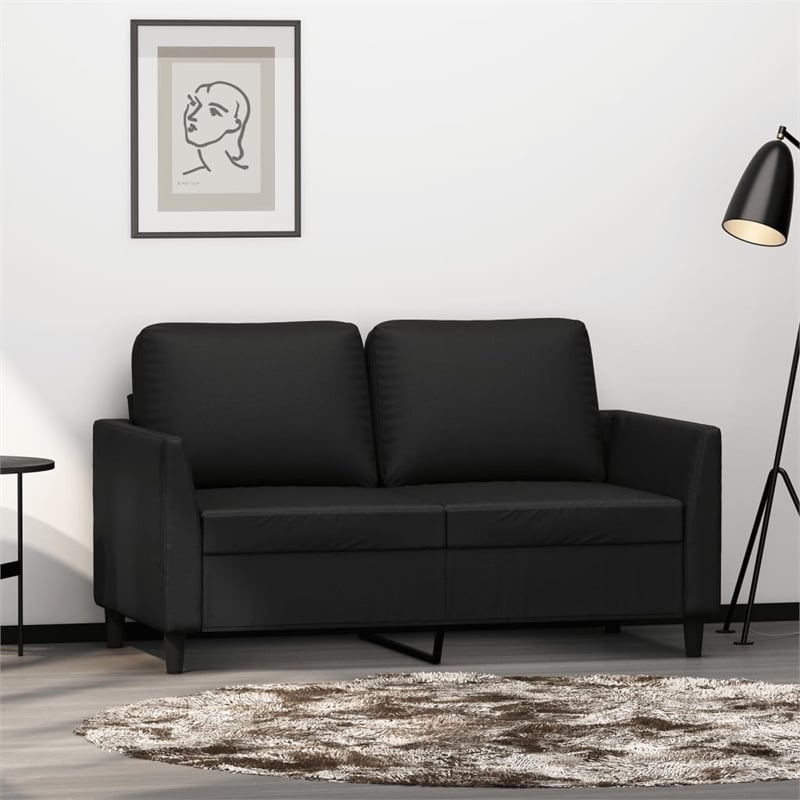 Bowery Hill Contemporary 2-Seater Sofa in Black Finish Fabric