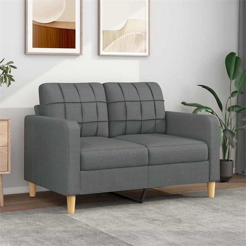 Bowery Hill Contemporary Metal 2-Seater Sofa in Dark Grey Fabric