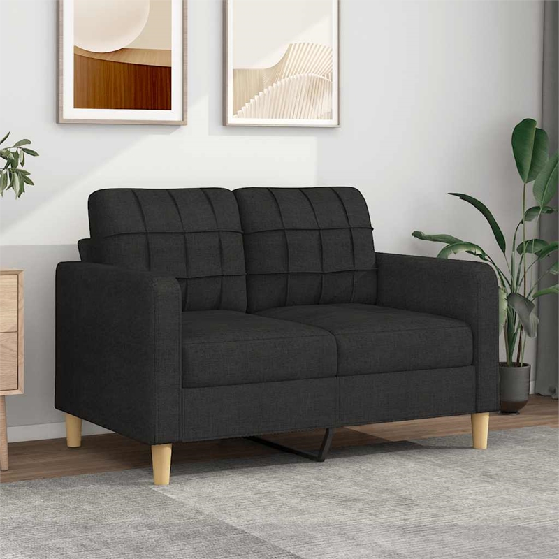 Bowery Hill Contemporary Metal 2-Seater Sofa in Black Polyester