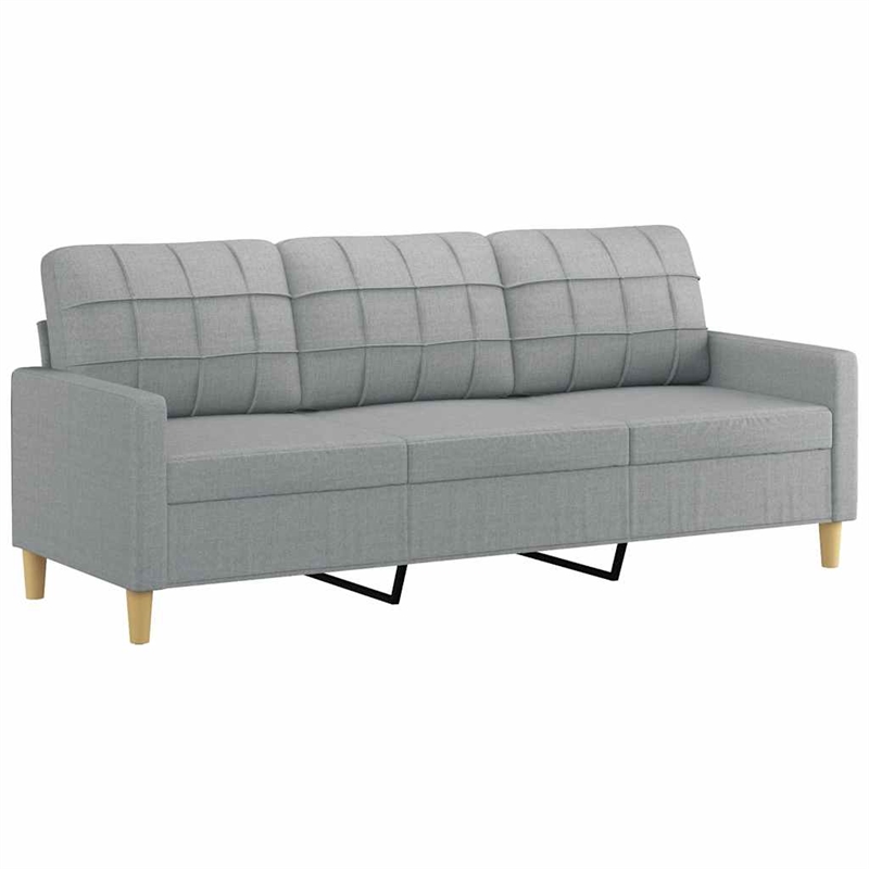 Bowery Hill Contemporary Metal 3-Seater Sofa in Light Grey Fabric