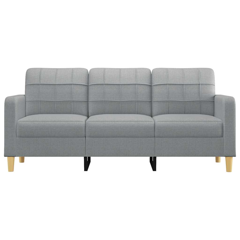 Bowery Hill Contemporary Metal 3-Seater Sofa in Light Grey Fabric