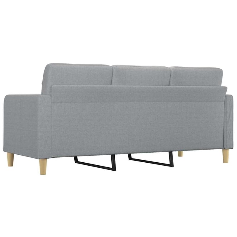 Bowery Hill Contemporary Metal 3-Seater Sofa in Light Grey Fabric