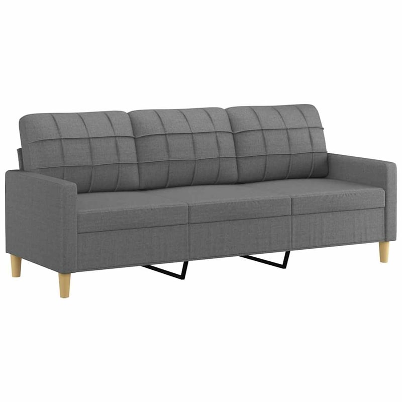 Bowery Hill Contemporary Metal 3-Seater Sofa Dark Grey Fabric