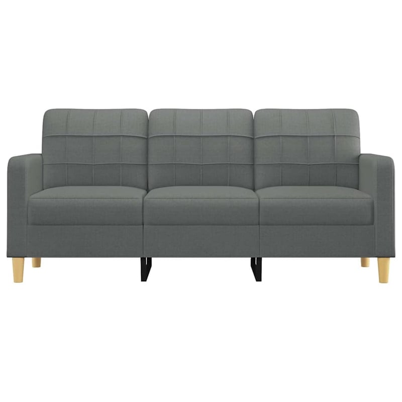 Bowery Hill Contemporary Metal 3-Seater Sofa Dark Grey Fabric