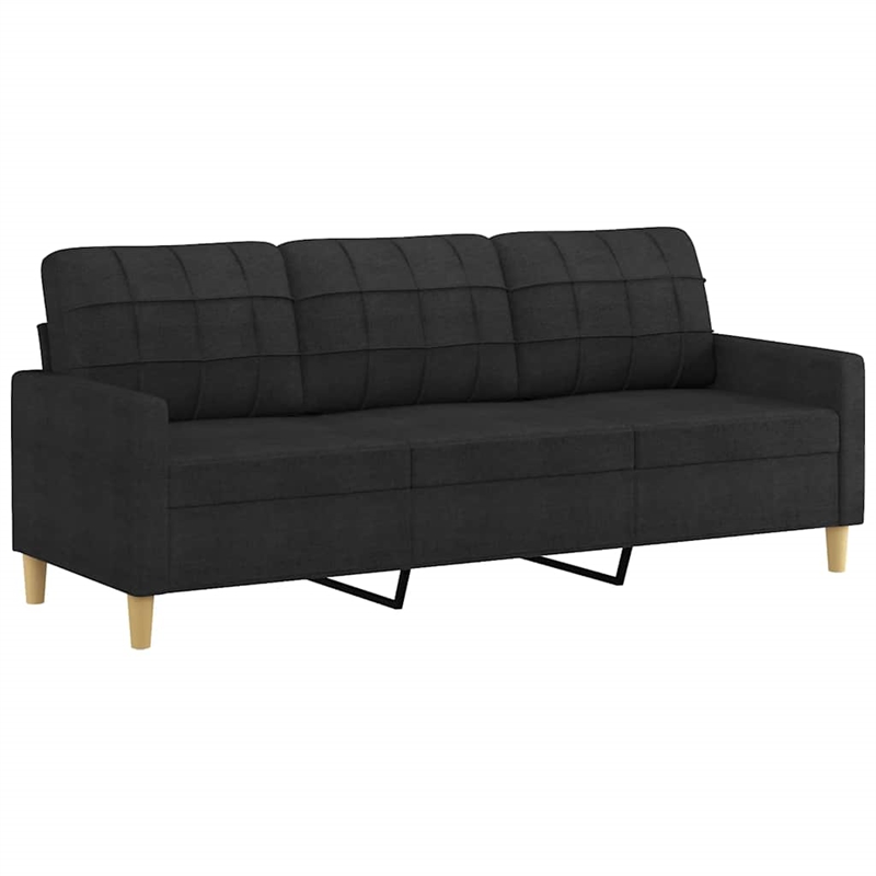 Bowery Hill Contemporary Metal 3-Seater Sofa in Black Fabric