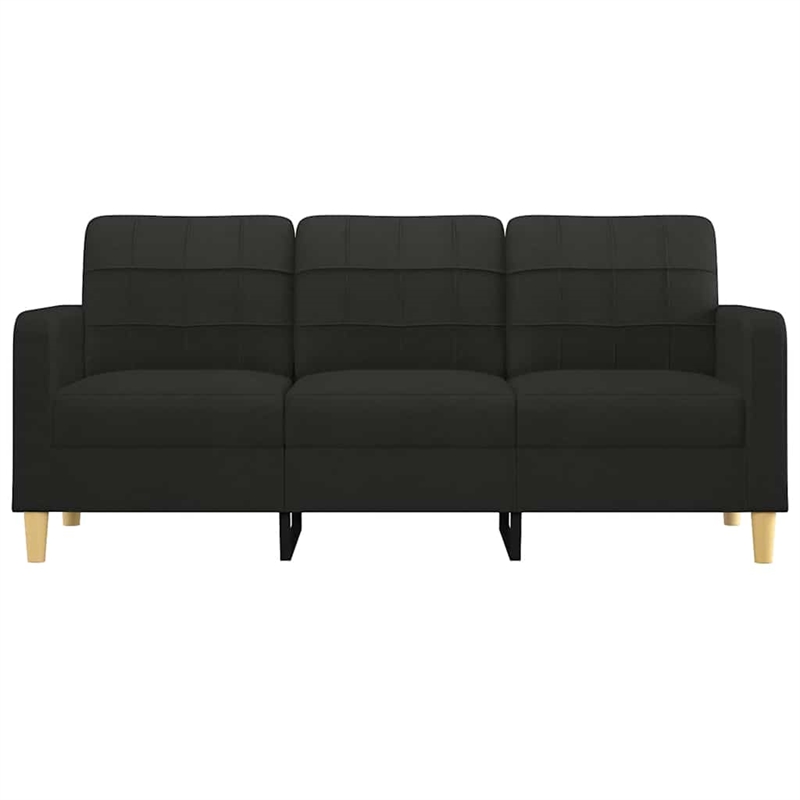 Bowery Hill Contemporary Metal 3-Seater Sofa in Black Fabric