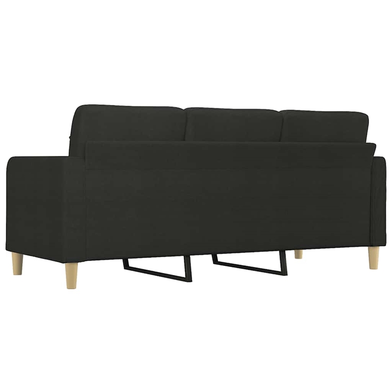 Bowery Hill Contemporary Metal 3-Seater Sofa in Black Fabric