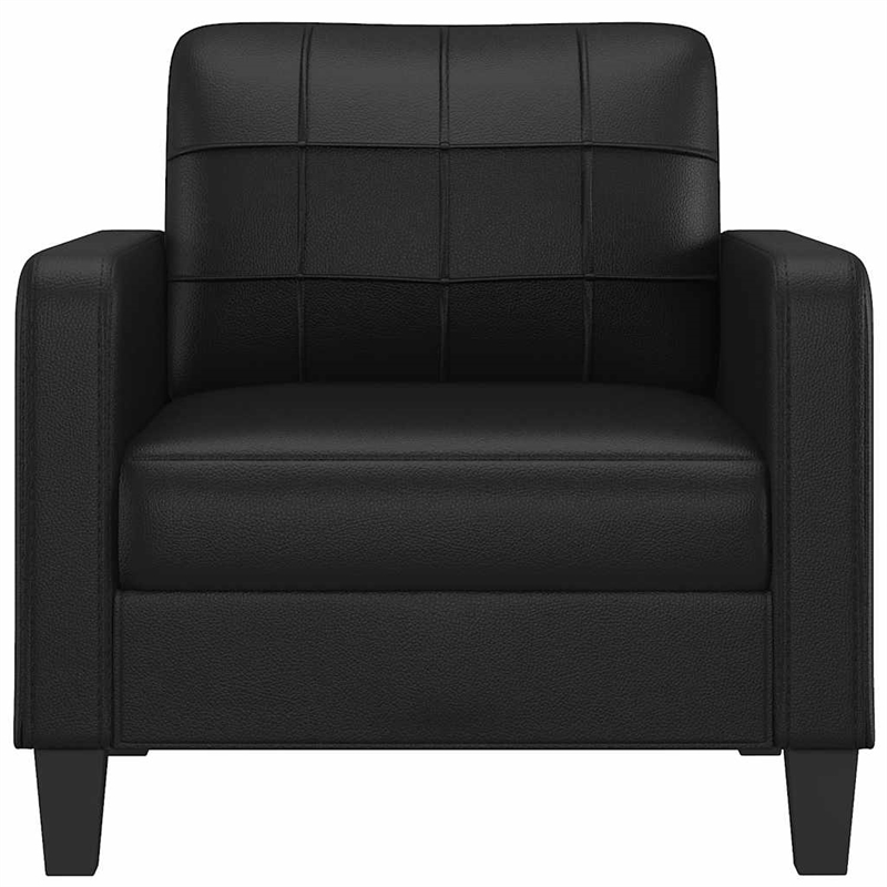 Bowery Hill Contemporary Faux Leather Single Sofa Chair in Black