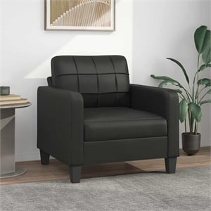 Bowery Hill Contemporary Faux Leather Single Sofa Chair in Black